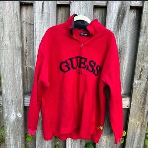 VINTAGE GUESS quarter zip sweatshirt red